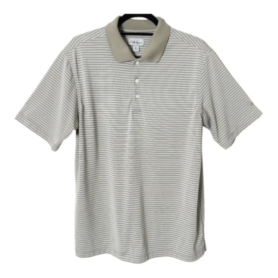 Polo de golf Walter Hagen para hombre blanco tostado a rayas talla mediana Foto 1 de 4