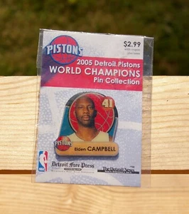 Pinback de esmalte de 1 1/4"" de baloncesto de 1 1/4"" Elden Campbell 41 Detroit Pistons 2005 NBA - Imagen 1 de 3