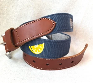 Vineyard Vines Belt Size 30 Oysters-Hot Sauce-Lemon, Blue Canvas Leather - Picture 1 of 8