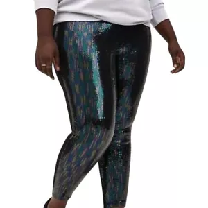 Torrid Leggings Women 2X Black Irridescent Sequin Full Length Leggings NWT - Picture 1 of 8