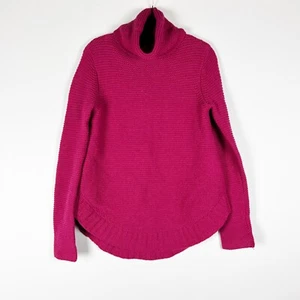 Calypso St. Barth Women's 100% Cashmere Knit Turtleneck Curved Hem Pink Sweater - Picture 1 of 4