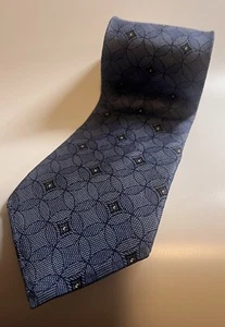Nautica Tie -  3.5 Blue Geometric Silk Necktie - Men's Classic - Picture 1 of 7