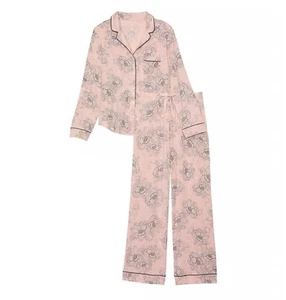 Victoria's Secret Modal Long Pajama Pj Set Size Large Short Pink Floral New - Picture 1 of 2