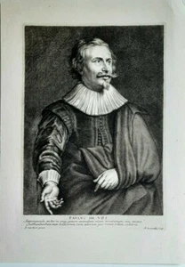 Kupferstich Adrien Lommelin nach van Dyck Darstellung Portrait Paul de Vos - Bild 1 von 5