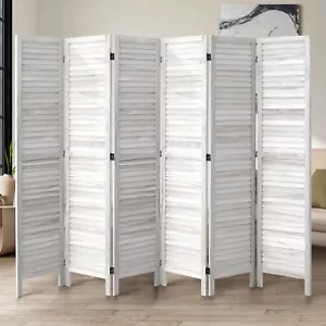 Oikiture 6 Panel Room Divider Privacy Screen Partition Timber Wooden Fold White - Picture 1 of 10