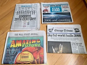 4  January 1 2000 / Y2K NEWSPAPERS Chicago Tribune & Sun-Times / WSJ / USA Today - Picture 1 of 9