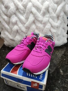 New Balance 574 Classics Magenta Black Kids 5 1/2 Running Sneakers KL574A3P New - Picture 1 of 8