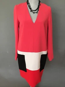 New and Authentic Max Mara Color Block Coral  Dress, Size 4, MSRP$895.00,Italy - Picture 1 of 9