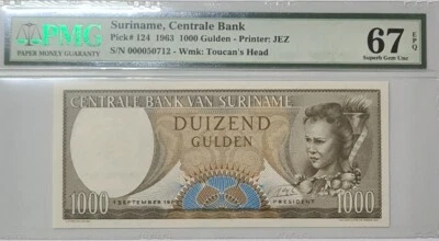1963 SURINAME 1000 Gulden PMG67 EPQ SUPERB GEM UNC  {P-124} - Image 1 of 4