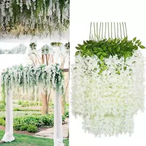 12pc/lot Artificial Wisteria Hanging Flower Garland Wedding Party Decoration - Picture 1 of 29
