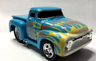 MUSCLE MACHINES 1956 FORD PICKUP  1/64 DIECAST 56 FORD TRUCK - FLAMES   - Image 1 of 3