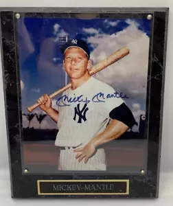 Mickey Mantle handsigniertes signiertes Foto Holzplakette New York Yankees HOF - Bild 1 von 9