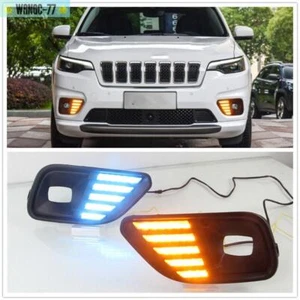 LED DRL Daytime Running Light Turn Signal Fog Lamp x For Jeep Cherokee 2019-2020 - Picture 1 of 9