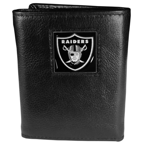 Siskiyou Sports NFL Men's Las Vegas Raiders Genuine Leather Tri-fold Wallet Cover