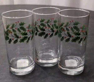 Vintage Libbey Weihnachten Stechpalme Gläser 3er Set - Bild 1 von 5