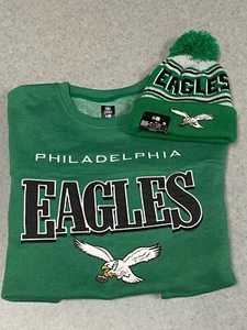 Philadelphia Eagles Kelly Sudadera Crew Diseño Rayas Verdes con Sombrero Tejido—2X - Imagen 1 de 11