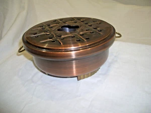 Stövchen Rechaud Warmhalteplatte Topfständer Kupfer Messing rund Teelicht - Bild 1 von 12