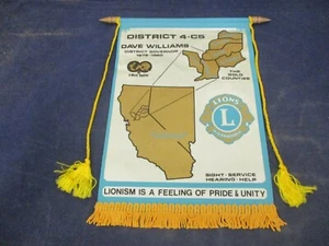 Vintage Lions Club Banner Flag 1980 Dave Williams California Nevada District 4C5 - Imagen 1 de 2