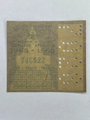 1965 1966 Pennsylvania Inspection Sticker Pa VTG UNISSUED Bus Trailer Ford Dodge - Image 1 of 2