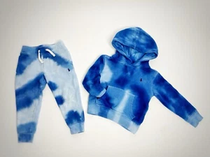 Polo Ralph Lauren Boys Blue Tie Dye Fleece Hoodie & Sweatpants Set Toddler 3T - Picture 1 of 12