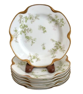 Haviland Limoges France Schleiger 61A Green Flowers Set of 6 Bread Plates - Picture 1 of 8
