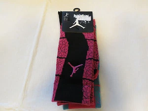 Kids unisex High Crew socks shoe size 5Y-7Y Jumpman sock size 9-11 turquoise pnk - Picture 1 of 4
