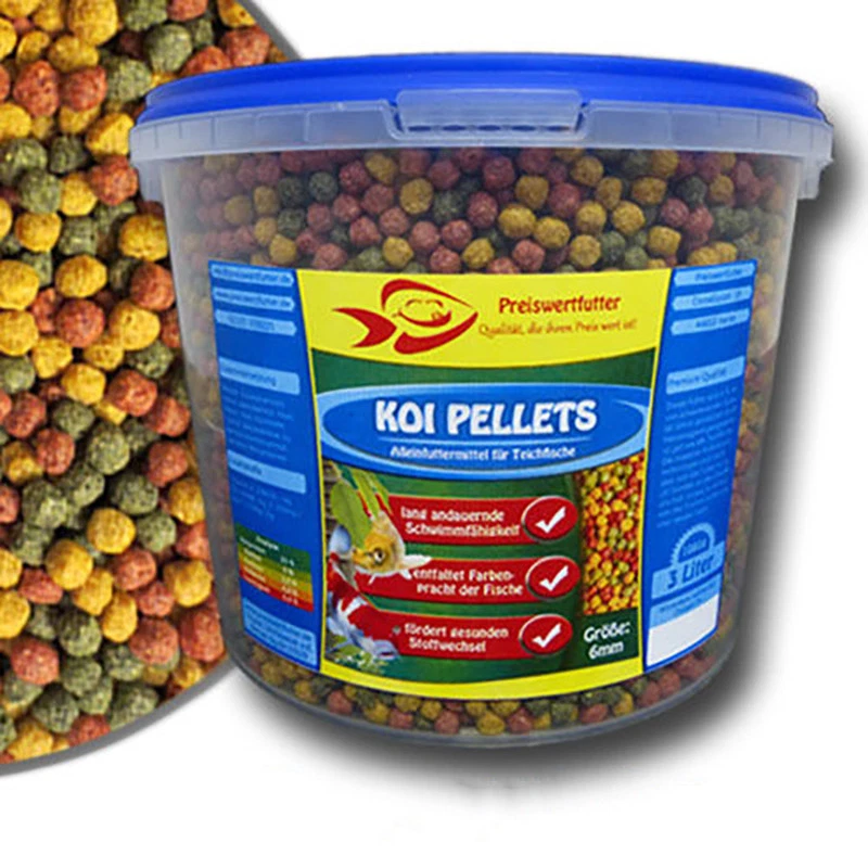 Teich Granulate 6mm Koi Pellets 3Liter Eimer 1080 g Fischfutter Koifutter Futter