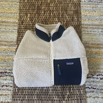 Patagonia Retro X Deep Pile Fleece Full Zip Jacket White Blue Men’s Size XL - Image 1 of 4