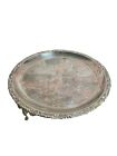 Vintage Silver Plated Serving Platter On Legs 37cm Dia.