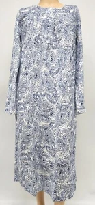 Womens Flannel Nightgown 100% Cotton Flannel White/Blue Paisley Croft & Barrow - Picture 1 of 3
