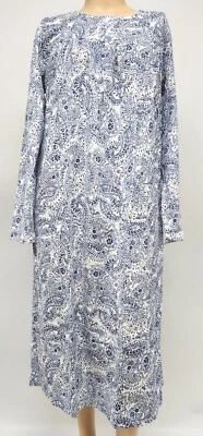 XXL Women Flannel Nightgown 100% Cotton Flannel White/Blue Paisley Croft Barrow - Image 1 of 3