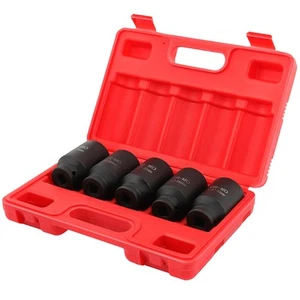 1/2'' Deep Spindle Axle Nut Socket Set 6-Point Metric 5pcs 33, 34,35, 36,38mm - Picture 1 of 11