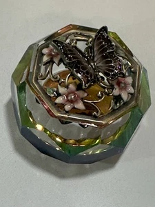 Vintage Schmuck Kristall Schmuckschatulle (Schmetterling & Blumen Deckel) elegant wunderschön - Bild 1 von 11