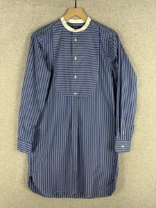 Polo Ralph Lauren Dress Womens 10 Blue White Stripe Tuxedo Bib Long Tunic Cotton - Picture 1 of 10