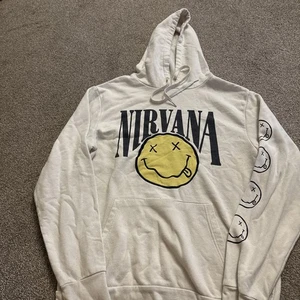 Nirvana Smile Hoodie XS Beige Rock Band Grunge Sweatshirt - Bild 1 von 9