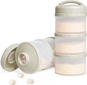 Dispenser per Latte in Polvere per Neonati, Impilabile, Confezione Da 2 (Grigio - Foto 1 di 12