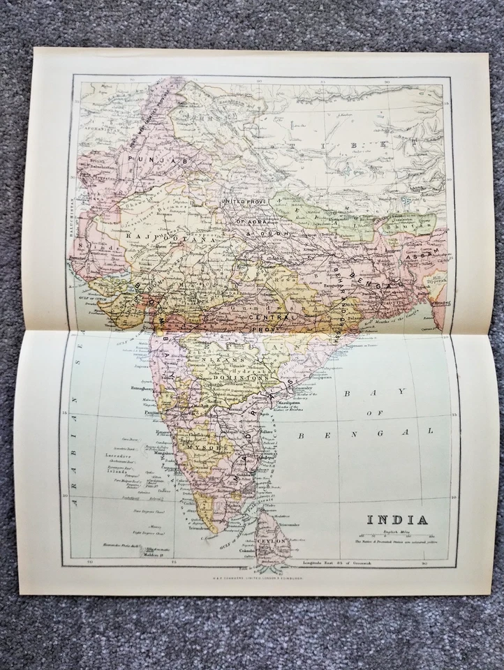 1903 Antique Map of India - W&R Chambers - Image 1 of 1