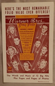 Pubblicità Vintage Warner Bros Song Folio - Foto 1 di 4