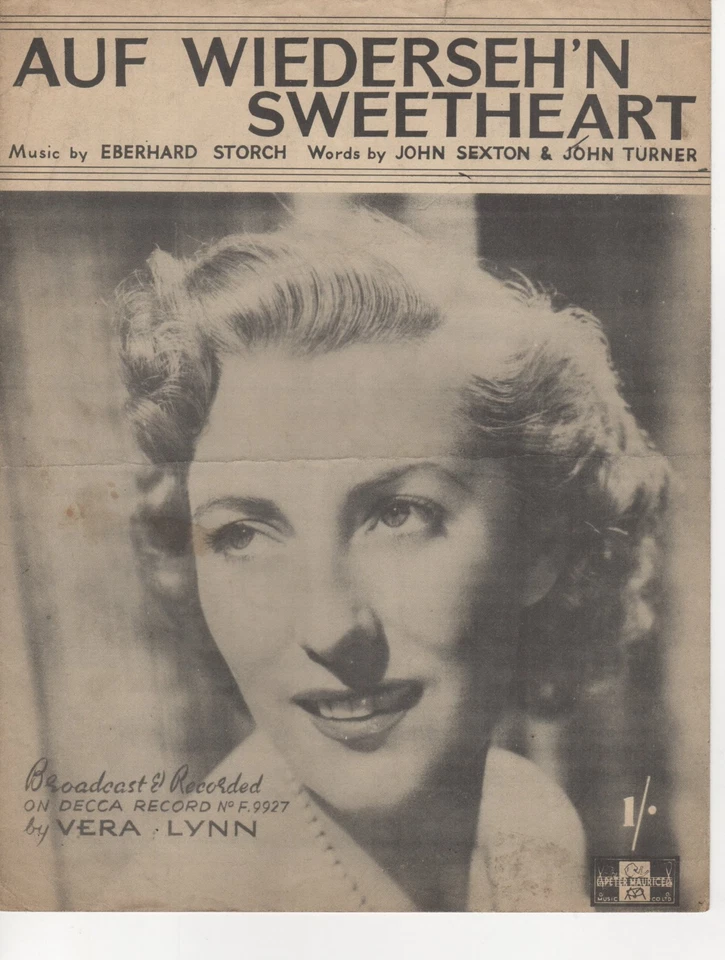Sheet Music Auf Wiederseh'n Sweetheart 1952 recorded by Vera Lynn - Image 1 of 1