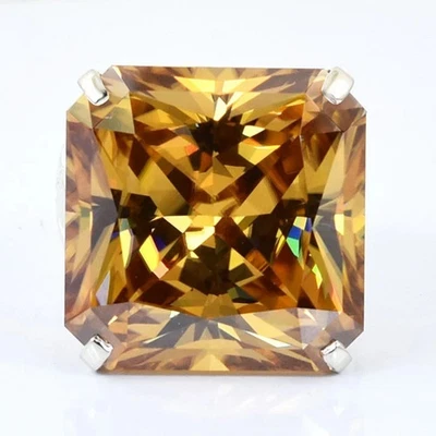 RARE 16.20 Ct Certified Treated Champagne Diamond Solitaire Ring in 925 Silver. - Image 1 of 4