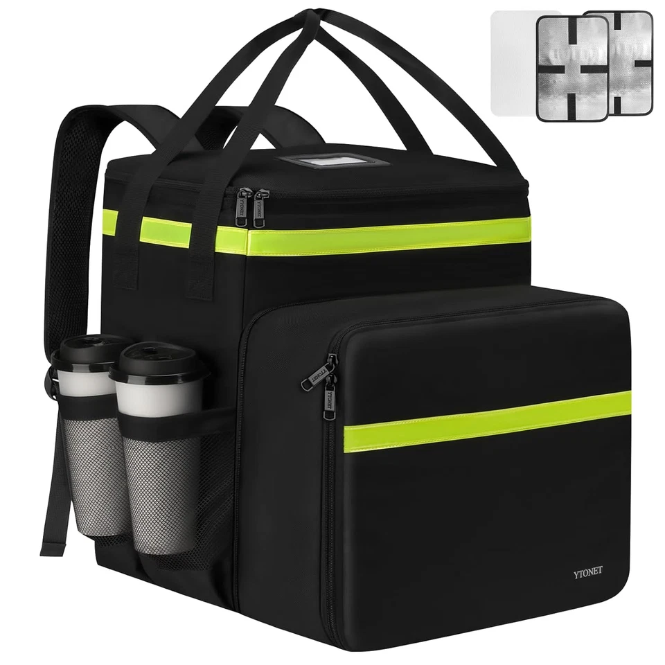 Ytonet Food Delivery Backpack with 7 Cup Holders, Extra Large Insulated Delivery - Image 1 of 4