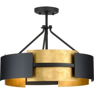 Progress Lighting P350203 Lowery 3 Light 19"W Semi-flush Ceiling - Black - Picture 1 of 12
