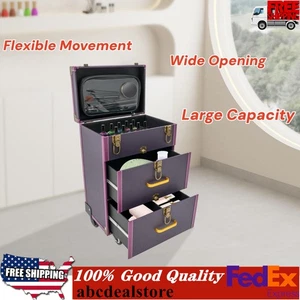 Portable Makeup Train Case Professional Cosmetic Trolley Travel Vanity Organizer - Picture 1 of 24