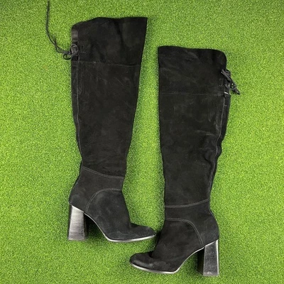 Steve Madden Novela Cuffable Lace Up Over the Knee Suede Leather Heeled Boots 11 - Image 1 of 4