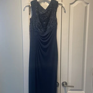 CONNECTED APPAREL NAVY MAXI PARTY COCKTAIL SPLIT DRESS US SIZE 6 - Picture 1 of 7