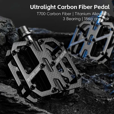 Pedal de bicicleta hueco ligero eje de titanio 3 rodamientos pedal plano antideslizante Foto 1 de 4