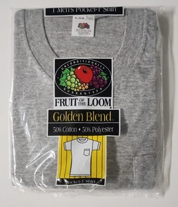 1994 Fruit Of The Loom NUEVA CAMISETA DE BOLSILLO GRIS MEZCLA DORADA PARA HOMBRE XL Leer Desc - Imagen 1 de 7