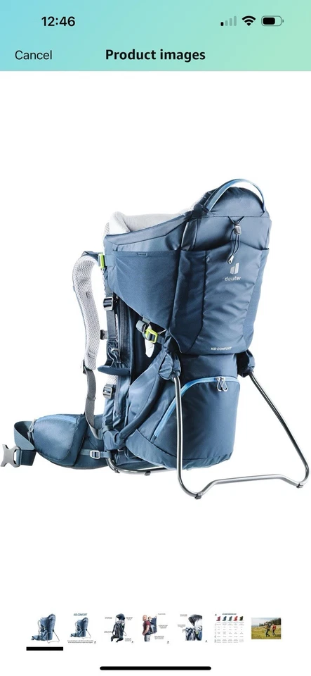 Mochila portabebés y mochila Deuter Kid Comfort Active para viajes y senderismo Foto 1 de 4