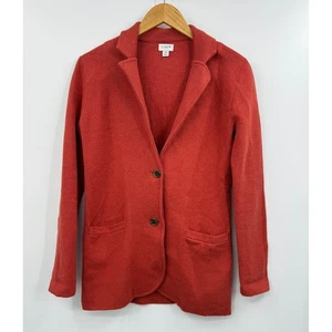 J. Crew Orange  Textured Knit Blazer Cardigan Jacket XS Button Front Pockets - Picture 1 of 7