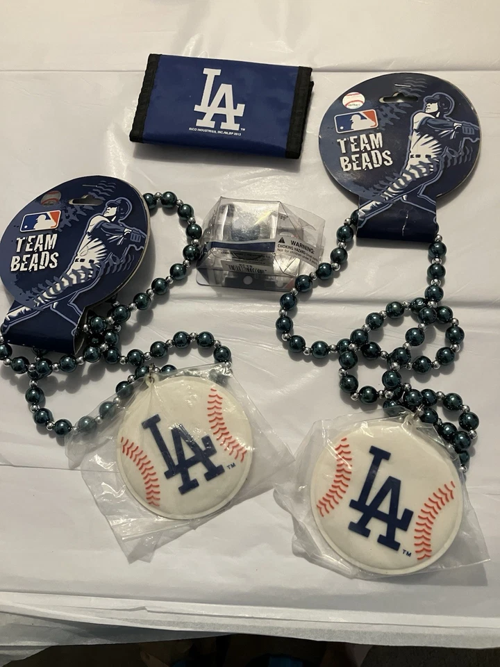MLB Team Beads LA Los Angeles Dodgers 2 Sets Plus Keychain And Wallet NWT - Image 1 of 1